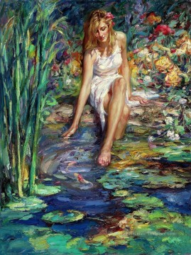 Impressionnisme œuvres - Fille d’eau fraîche belle dame de femme